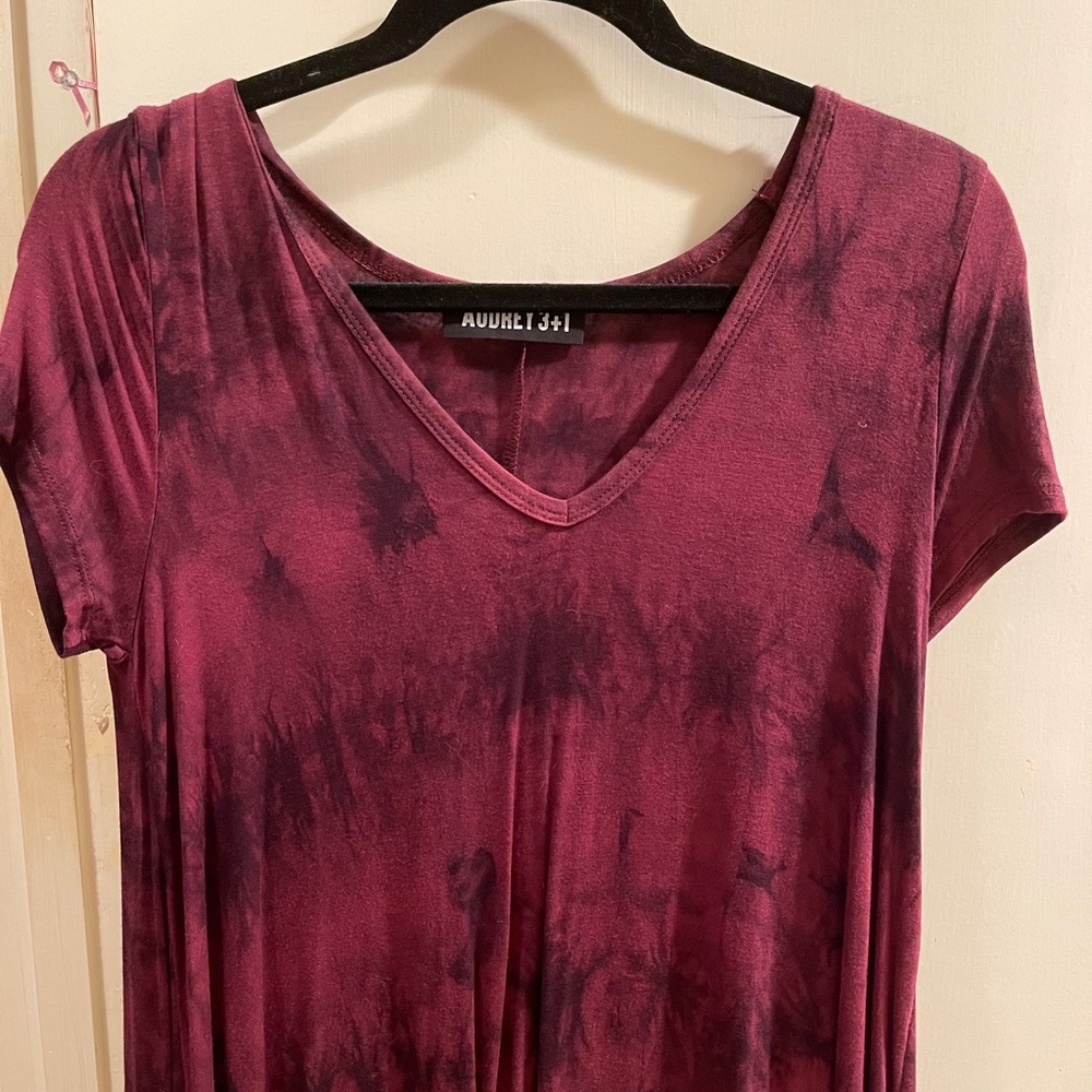 maroon tie dye t shirt dress! audrey 3 + 1